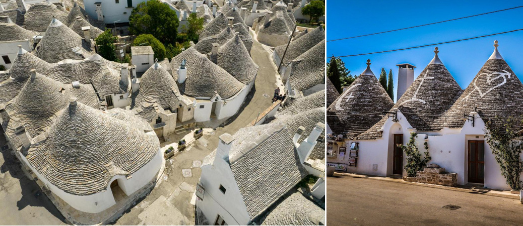 Trulli Domy v Apulii z výšky 2